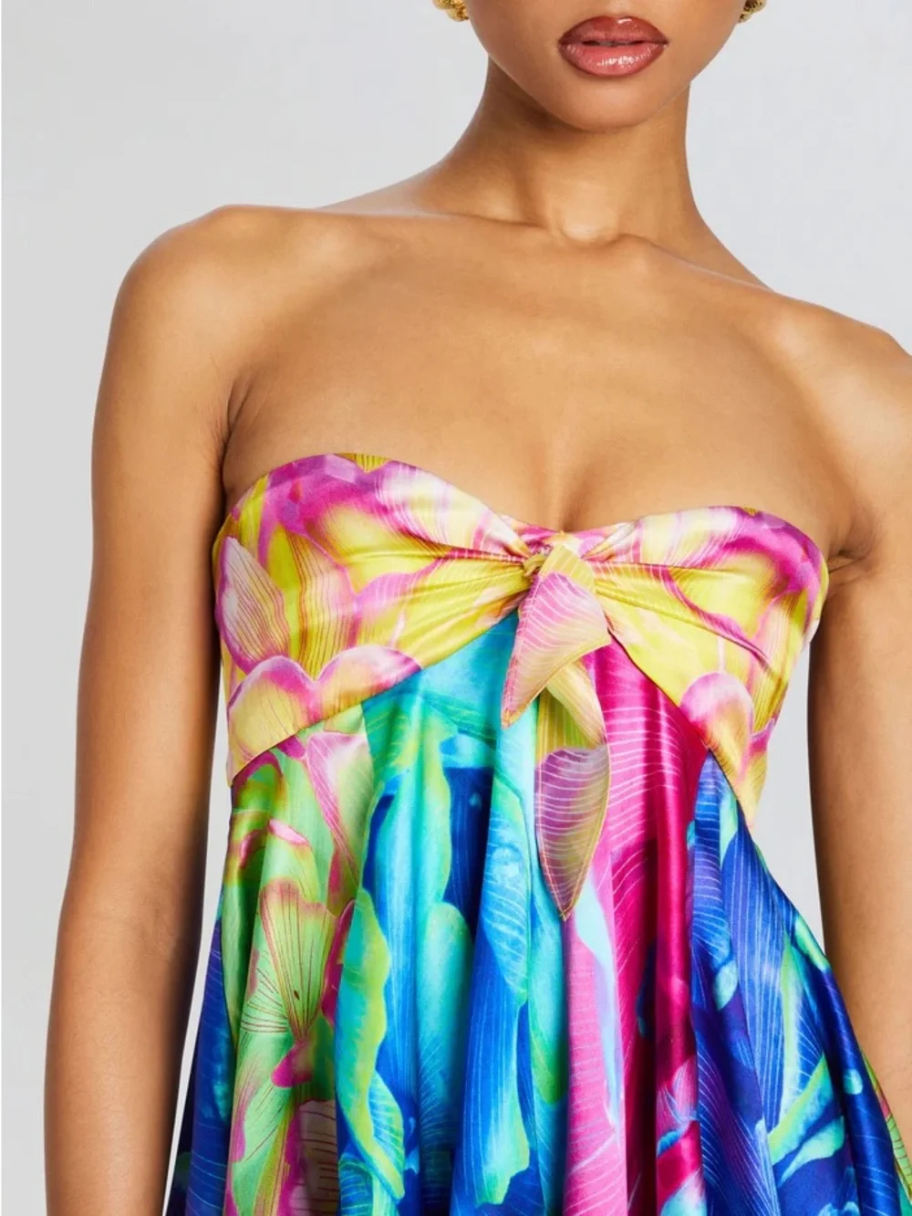 Retrofete Multicolor Strapless Mini Dress — Blue & Pink - Picture 2 of 6